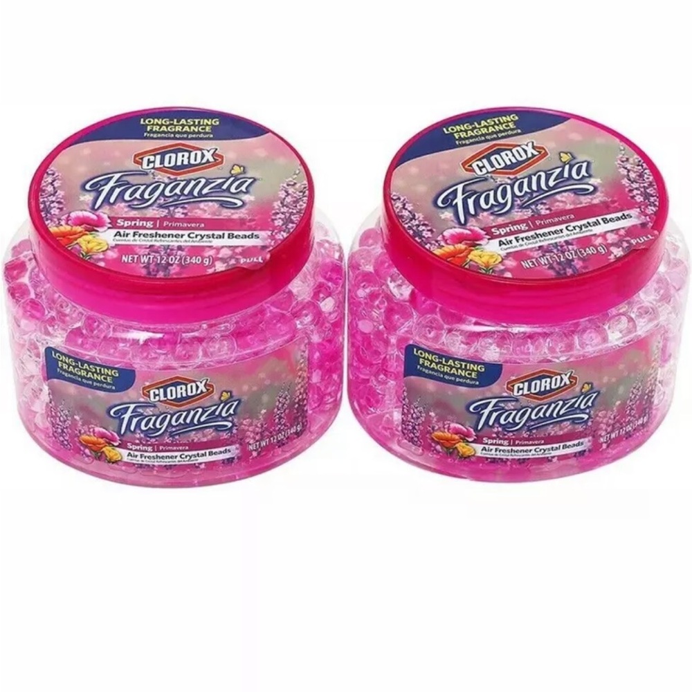 (2) Clorox Fraganzia Spring Air Freshener Crystal Gel Beads 24 Oz total RARE HTF